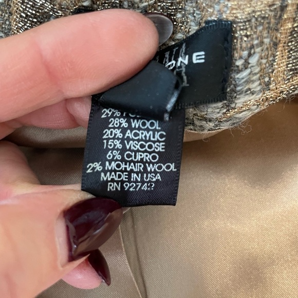 JULIANA COLLEZIONE Wool Mohair Blend TEXTURED Gold Fringe JACKET BLAZER Sz 2 - Picture 14 of 16